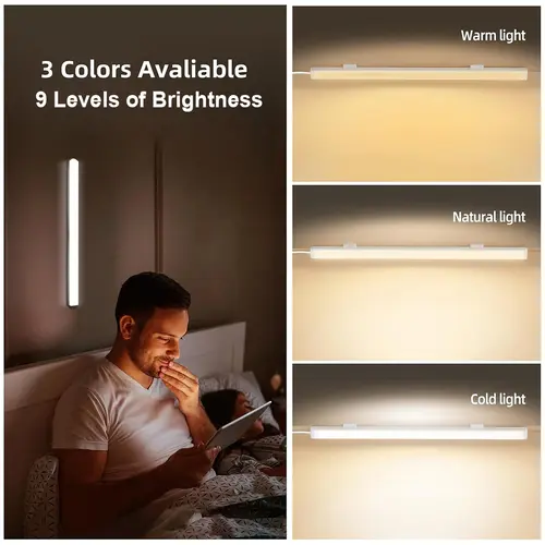 Led Light Tube Reading Lamp Usb Plug Magnetic Strip Suction Bedside Mini Night 20cm/40cm/50cm Dimmable 3colors Student-dormitory - Image 4