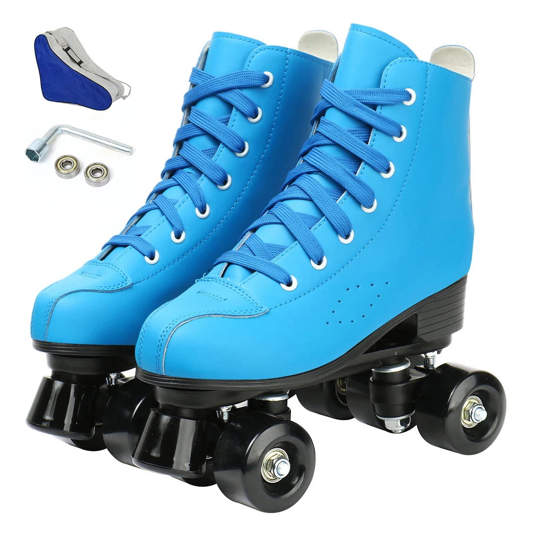 PU Leather Roller Skates Skating Shoes 4-wheel Skates Sliding
