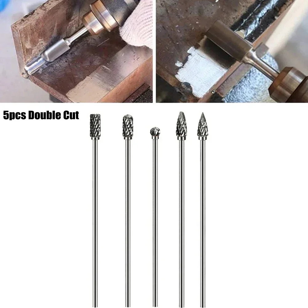 5 Stück 100mm Schneidkante Lange Doppelschnitt-Schleifwerkzeuge aus Wolframkarbid, Drehfräser, Schaftfräser