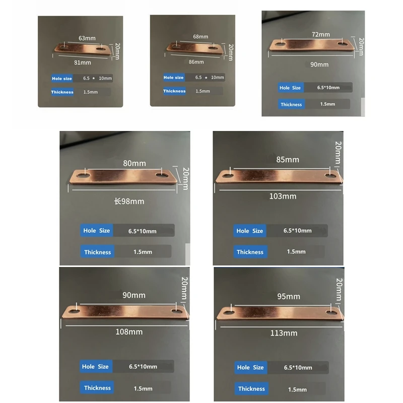63/68/72/80/85/90/95Mm Batteria In Rame Connettore Barra Bus Contatti Post Cinghie Linguette Per Lifepo4 Lithium Catl Calb Eve Lishen Cell