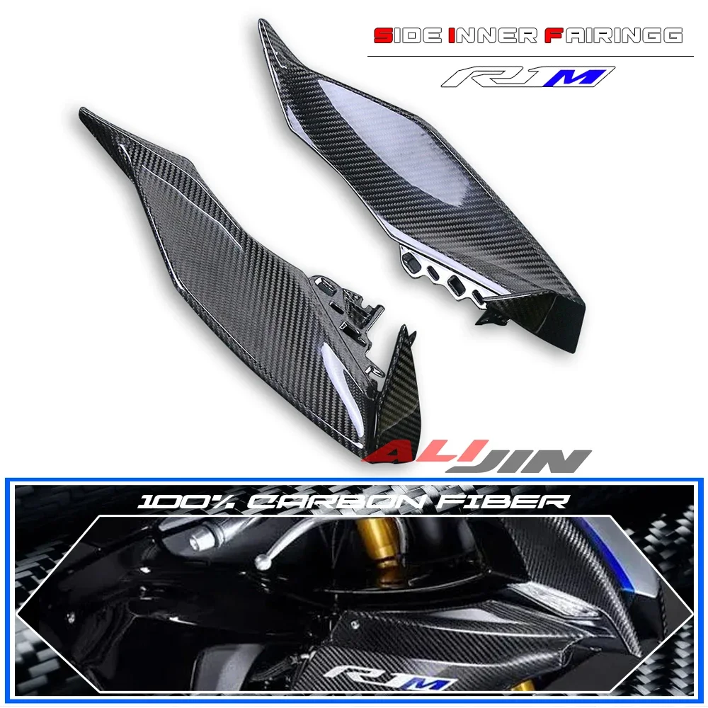 

100% Real Dry Carbon fiber For YAMAHA YZF R1M YZFR1 R1 2020-2023 2021 Motorcycle Front Side Air Intake Duct Cover Fairing