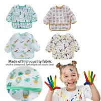 0-4Yrs Baby Kids Toddler Long Sleeve Bibs Scarf Waterproof Smock Feeding Apron Pocket Infant Boys Girls Burp Cloth Bandana Bibs 2