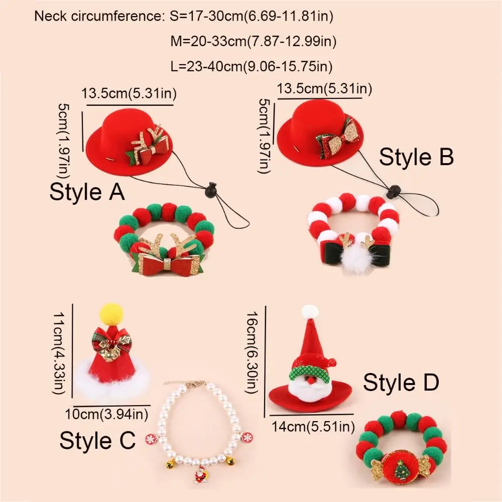 Christmas Pet Bow Hat Adjustable Cat and Dog Christmas Party Decoration Hat Cat Scarf Collar