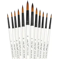12 PCS Round Paint Artist Brushes Set for Acrylic Watercolor Oil Painting, Crafts, Canvas, Rock, Miniature Model & Fine Detail 1