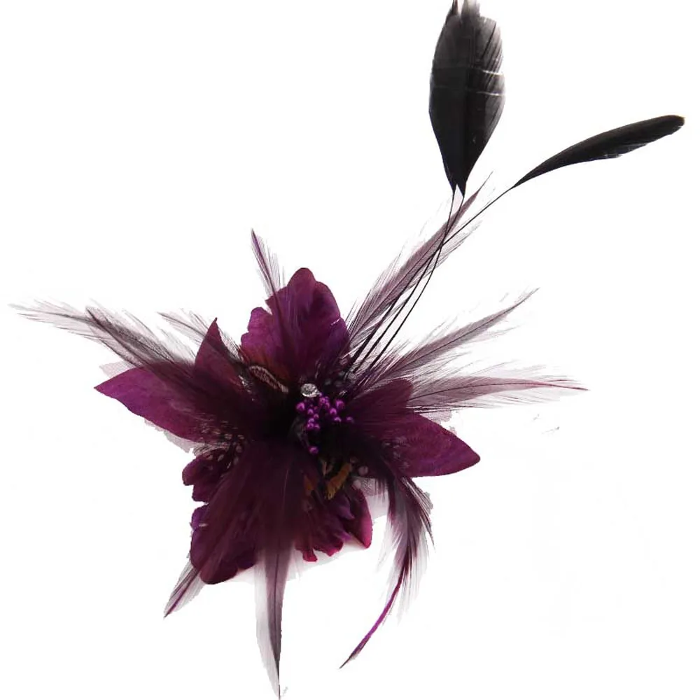 New Feather Brooch Pin For Women Cocktail Hat Wedding Tea Party Performances Men Dess Suit Girls Hair Accessories Best Gift