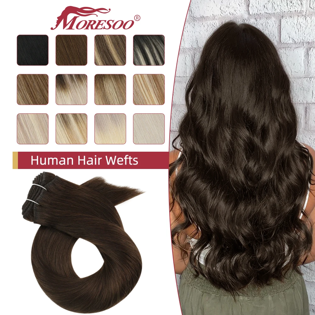 

Moresoo светлые искусственные накладные прямые волосы Remy 100% человеческие волосы бразильское плетение для женщин Бесшовные пряди Светлые пучки, вшитые в удлинители, прямая машина Remy, 100% уток человеческих волос,