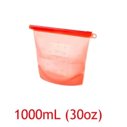 Reusable Silicone Food Preservation Bag - BPA Free, Sealable & Freezer Safe (Red 1500ML)
