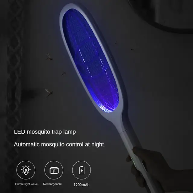 Xiaomi Szúnyog Swatter 2 Az 1 -Ben Szúnyoggyilkos Uv -Lámpával Usb 1200Mah Újratölthető Légy Zapper Ütő Otthoni Alvási Eszköz - Image 2