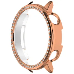 Sparkling Diamond Protective Hard PC Case Cover - Stylish Bling Frame Bumper Accessory for OnePlus Watch 3 43MM (Rose gold)