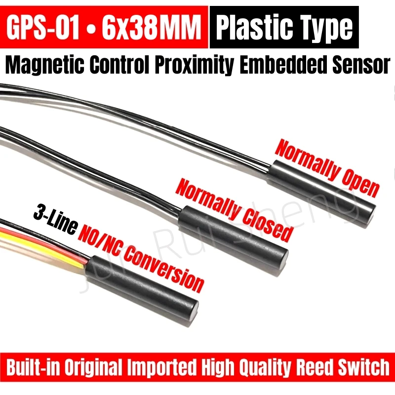 5PCS High Power GPS-01 6*38MM Waterproof Magnetic Contact Reed Switch ...