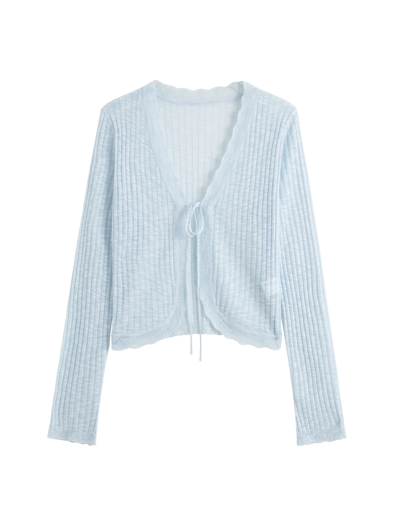 ZIQIAO Petite Size Self-made V-neck Light Knitted Cardigan for Women 2025 Spring New Versatile Casual Elegant Tops 25ZQ91160 5