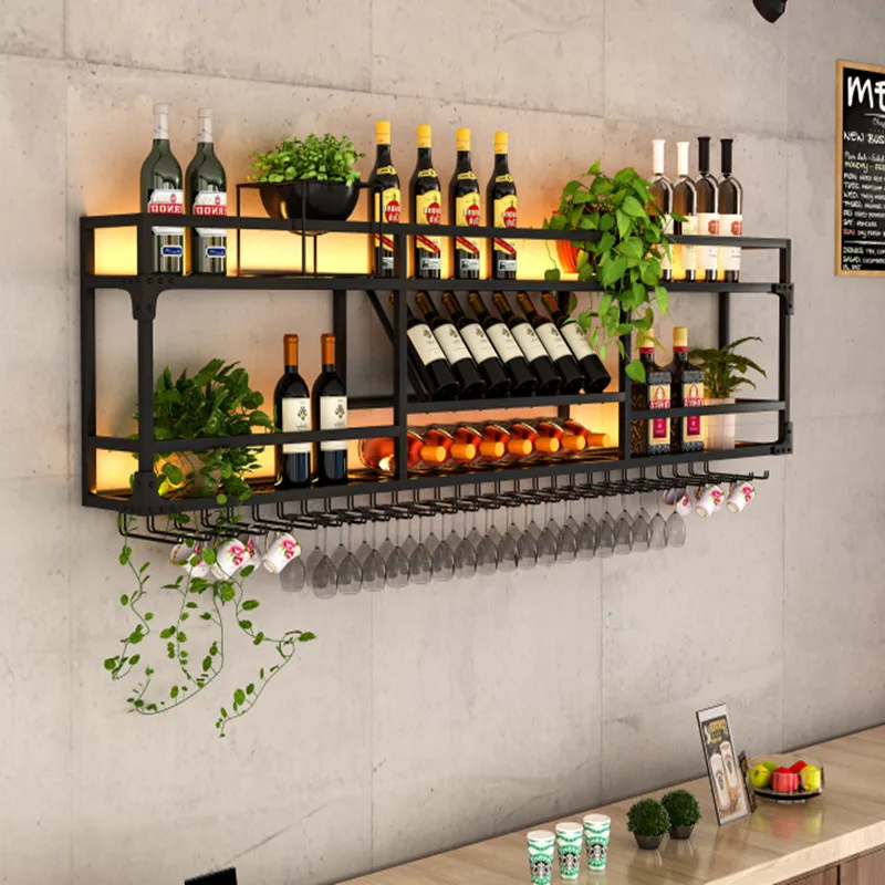 Wall Mount Bar Wine Gold Furniture Drinks Shelves Open Cabinets Alcohol The Living Room Shelf Garden Sets Home Sale Canteen Mini