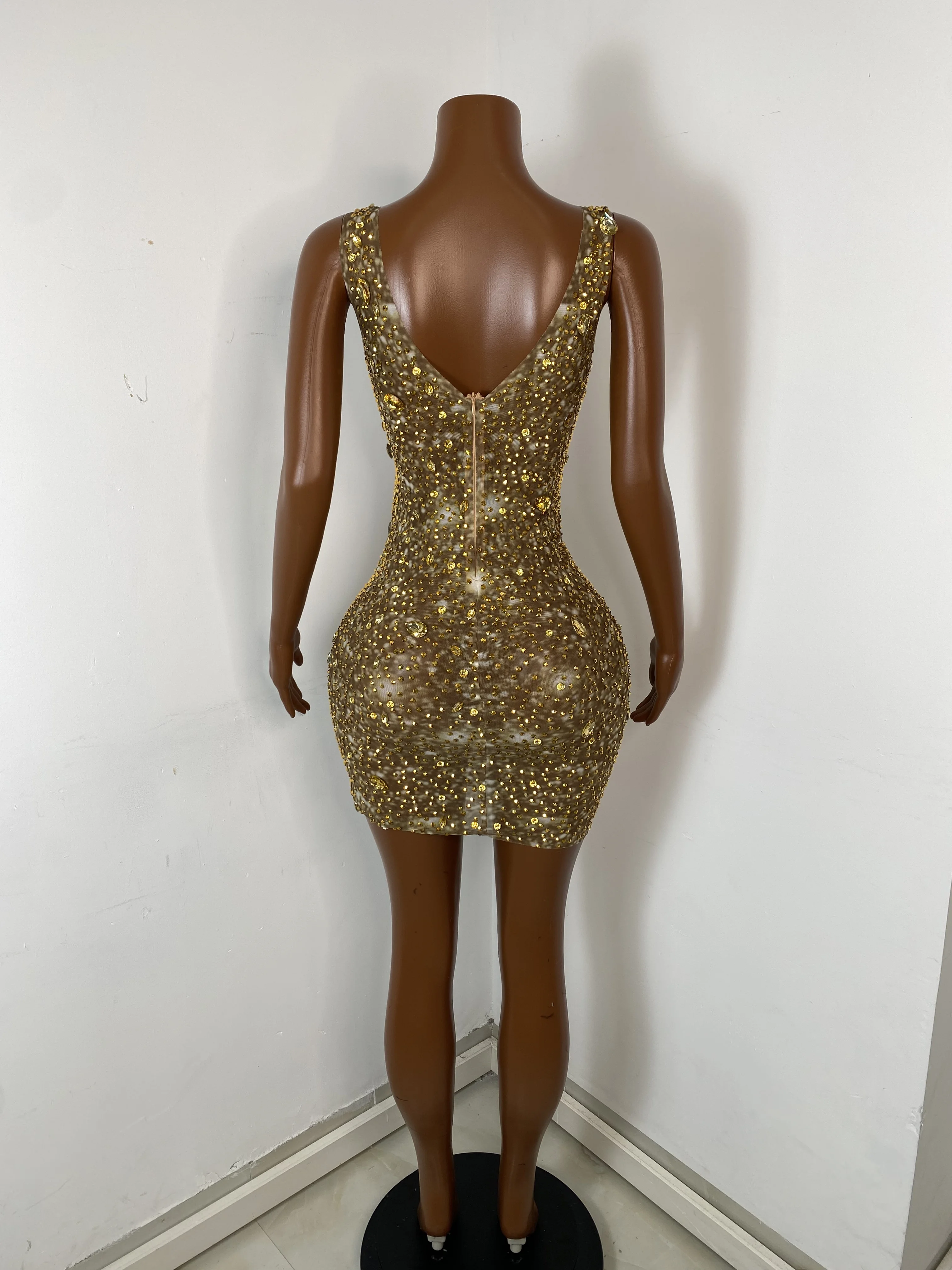Women Sexy O Neck Sleeveless Gold Diamonds Crystal Mini Dress Birthday Party Costume Bar Nightclub Stage Performance Clothing - AliExpress 200000345 Women Sexy O Neck Sleeveless Gold Diamonds Crystal Mini Dress Birthday Party Costume Bar Nightclub Stage Performance Clothing - AliExpress 200000345