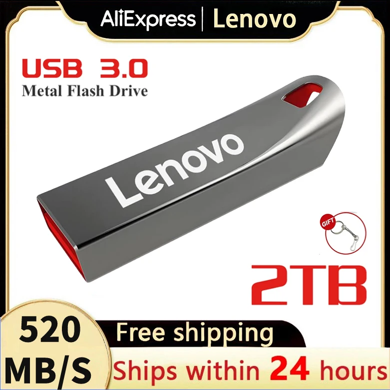 Lenovo 3.0 Usb Flash Drive 128/256/512Gb Mini Memory Stick Pendrive 2Tb 1Tb 128Gb Chiavetta Usb Flash Disk Pendrive Per Pc/Laptop