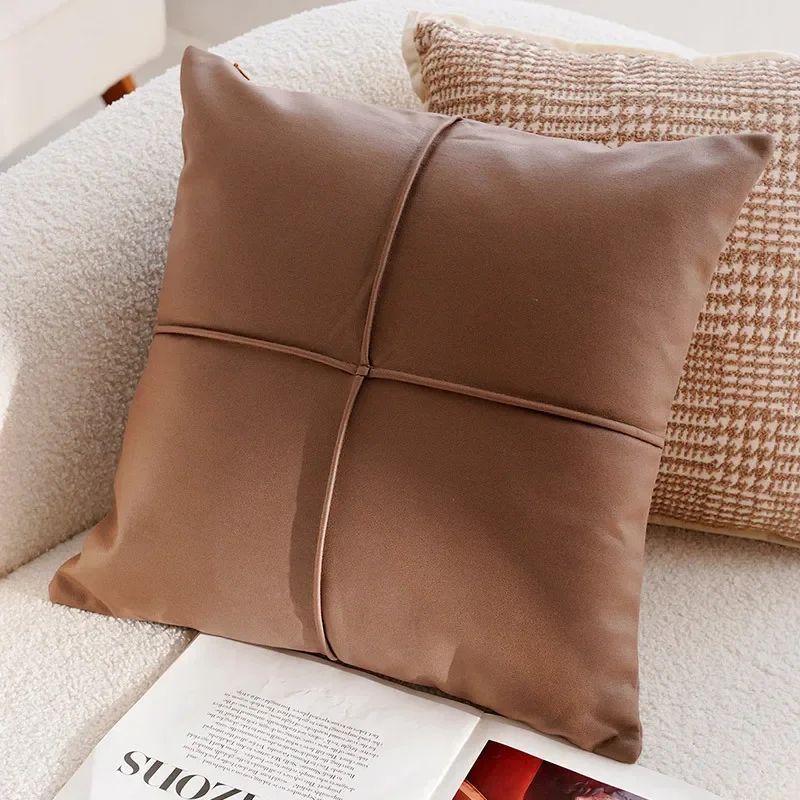 Luxurious Brown French Stamped Decorative Pillow Cover - Elegant Waist Cushion Decor