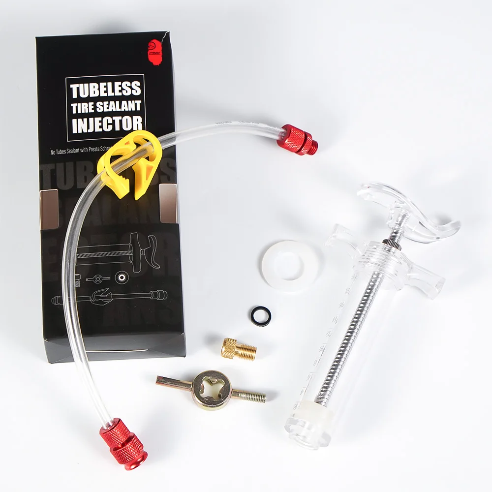 CHUMXINY Tubeless Sealant Injector,120 ML Tire Sealant Injector with Push-in Metal