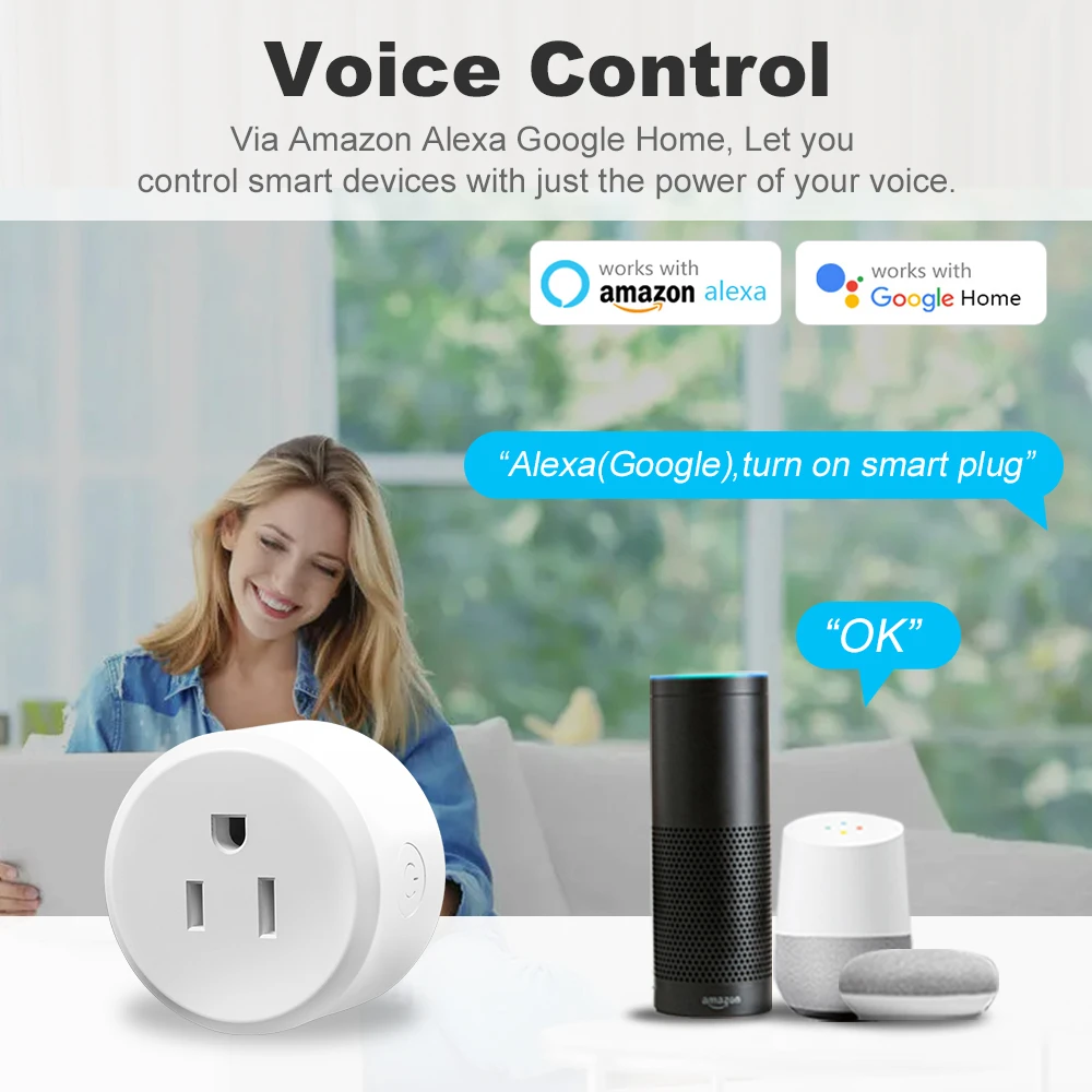 Tuya Smart Wifi Plug US Socket Wireless Outlet Timer Wireless Remote Control Smart Home Appliances for Alexa Google Home 10A