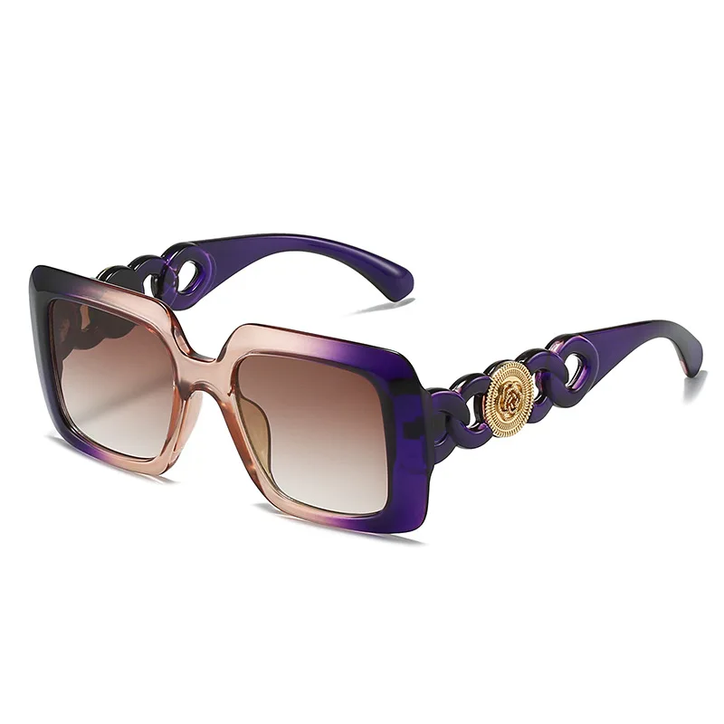 D&T 2022 New Fashion Square Sunglasses Women Men Brand Designer Gradients Lens Frame Golden Sun Glasses Casual UV400_voghion.com