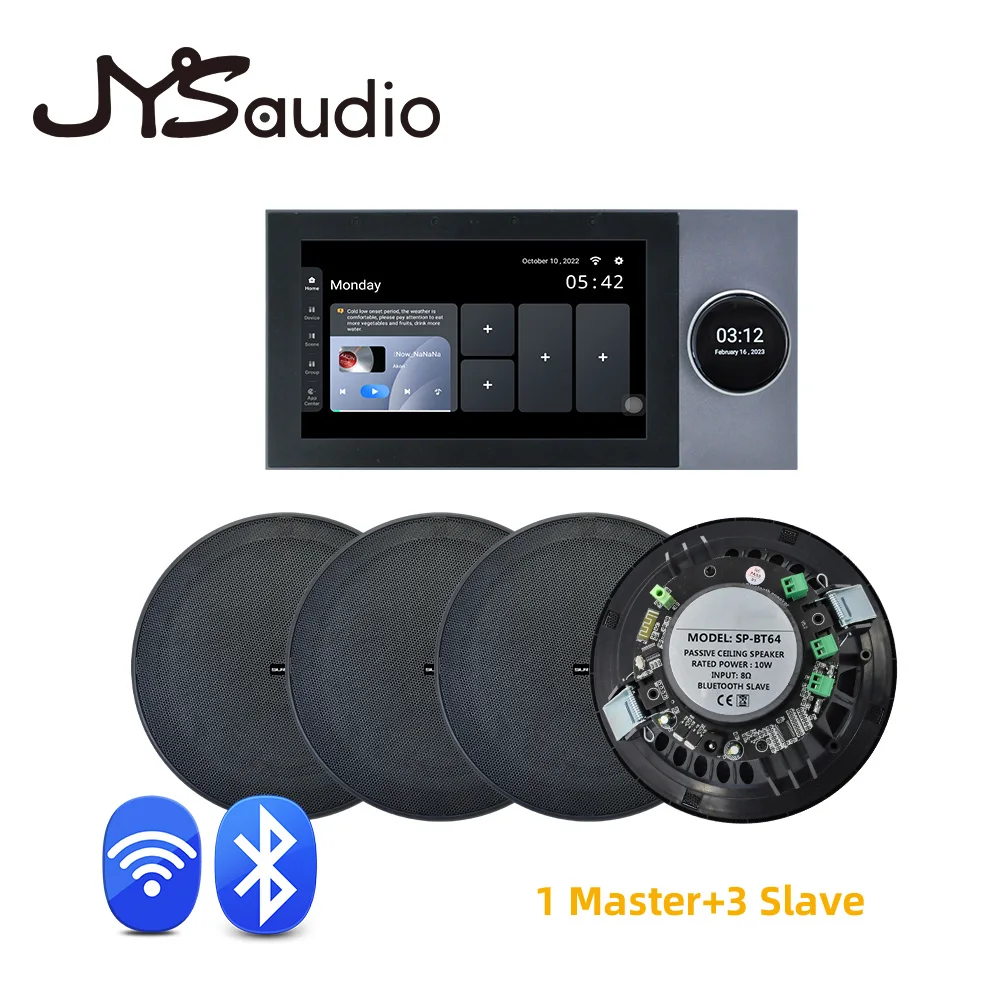 Audio-Set Smart Home Theater TUYA Wand-Sound-Verstärker WiFi Touchscreen Android Power Amp Bluetooth 6" Stereo-Deckenlautsprecher