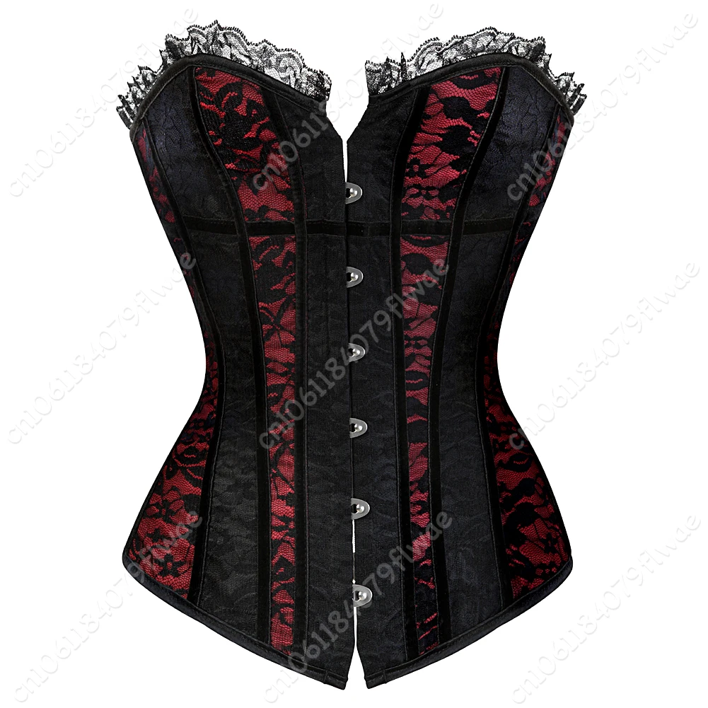 Sexy Pink Leopard & Lace Corset Bustier - Plus Size Gothic Floral Lingerie