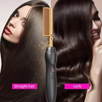 Pink Hot Comb Electric Hot Comb Heating Pressing Hair Straightening Iron for Hair Beard Wigs Wet and Dry Hair Styling Tools 6