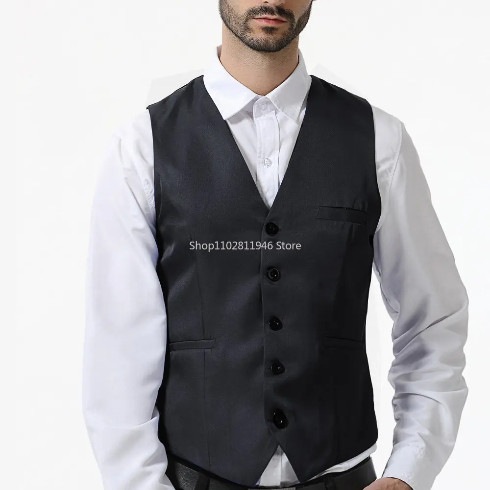Black Men's Suit Vest For Men Business Formal Men's Clothing Sleeveless Single Breasted Waistcoat Tailor Made Big Size