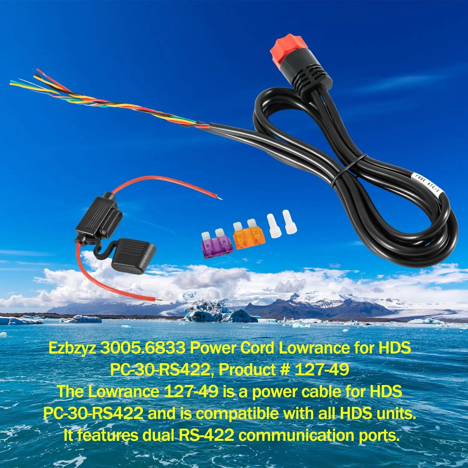 

TML 000-0127-49 PC-30-RS422 Power Cable Replace for Lowrance Hds Series Elite Hook 4 Chirp, Red, Dual RS-422 Communication Ports