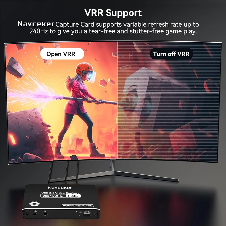 HDMI Video Capture Card Navceker 4K 60FPS HDMI Video Capture Card USB C 3.2 Grabber Live Streaming 2K 120Fps Game Recording for PS5 Xbox Switch Camera