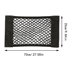 Enhanced Automotive Trunk Storage Mesh Organizer with Elastic Velcro Pockets (25x70cm)