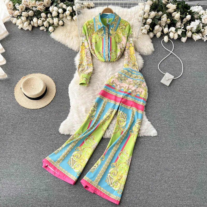 

Female Trousers Sets 2022 Women Fashion Suits Blouse Shirt + Wide Leg High Waist Pants New 2 Pieces Sets Women Loose Clothing
