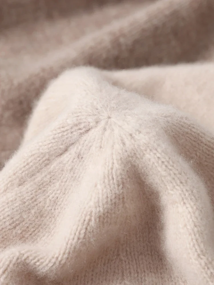 100% Wool Knit Caps New Fashion Double Layer Hem Deco Unisex Beanies Pure Wool Warm Hat Soft Cozy Spring Outdoor Casual 5