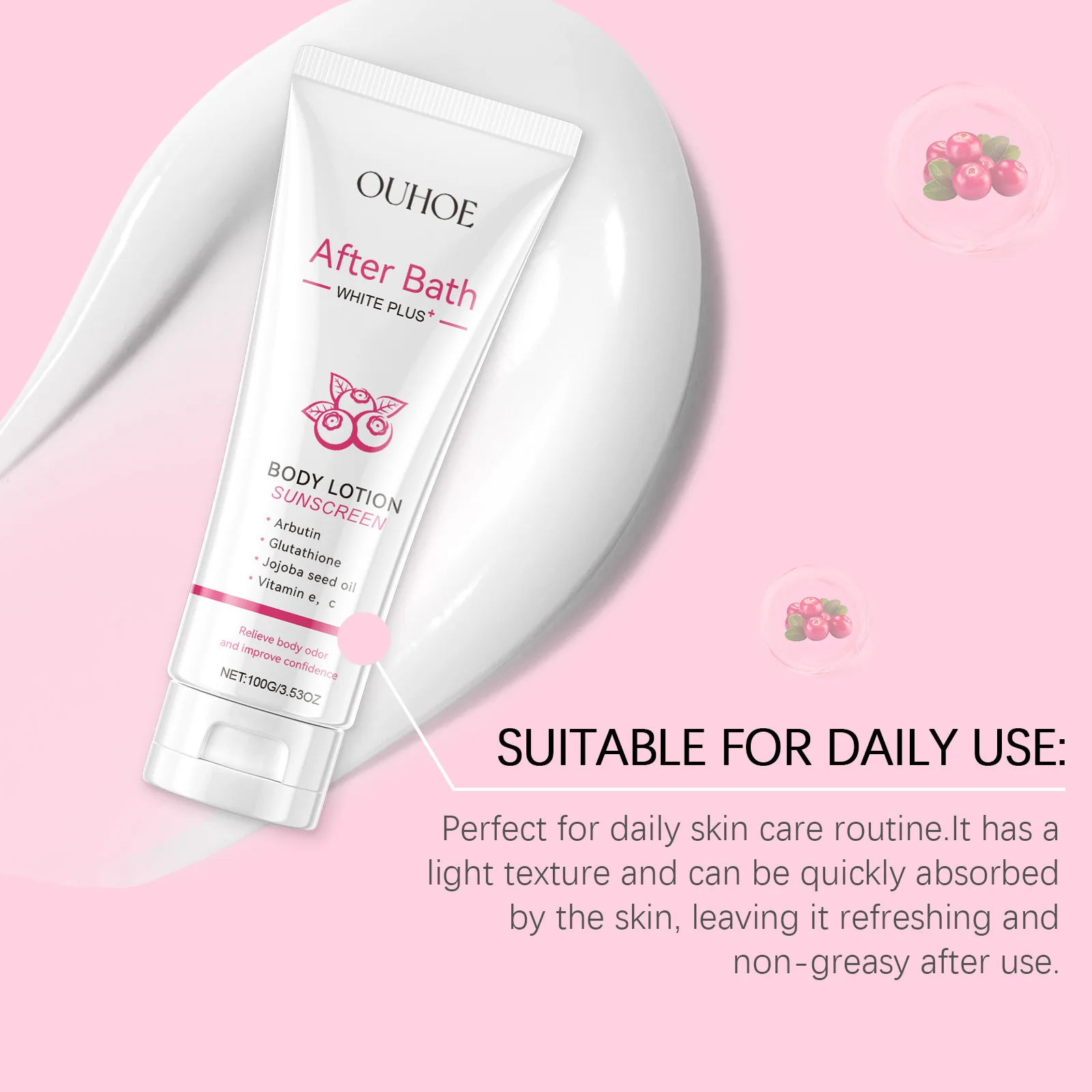 Body Lotion Odor Removal Long Lasting Fragrance Aroma Underarm Deodorant Brighten Smooth Moisturizer Refreshing After Bath Cream 5