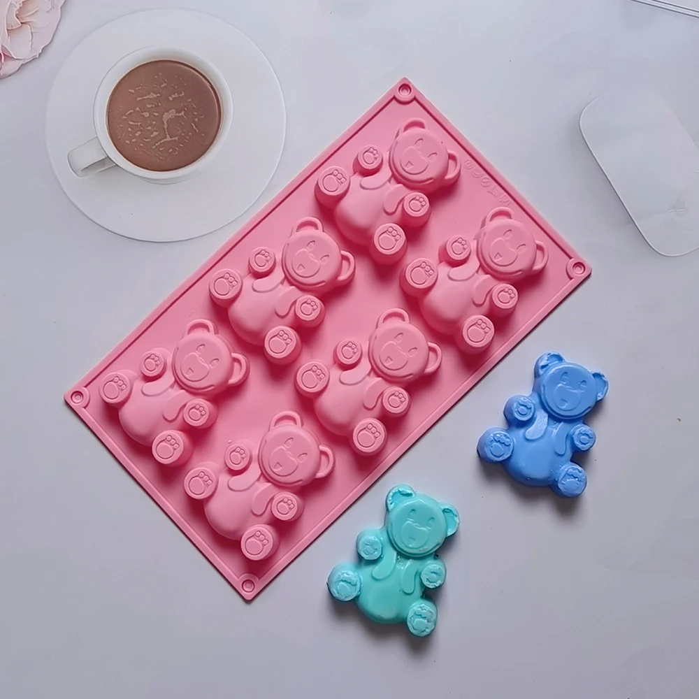 

6 Holes 3D Lovely Bear Form Cake Mold Silicone Mold Baking Tools Kitchen Cake Ice Cube Bread Mould Candy Pastry Baking Supplies