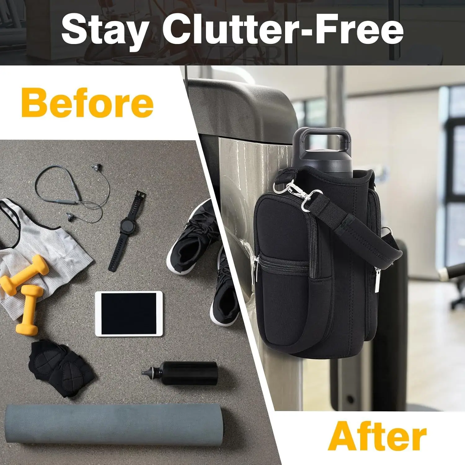 Magnetic Sports and Travel Gym Bag with Strap & Water Bottle Holder