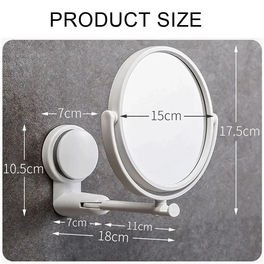 Plastic Wall Hang Round Folding Bath Accessories Vanity Mirror