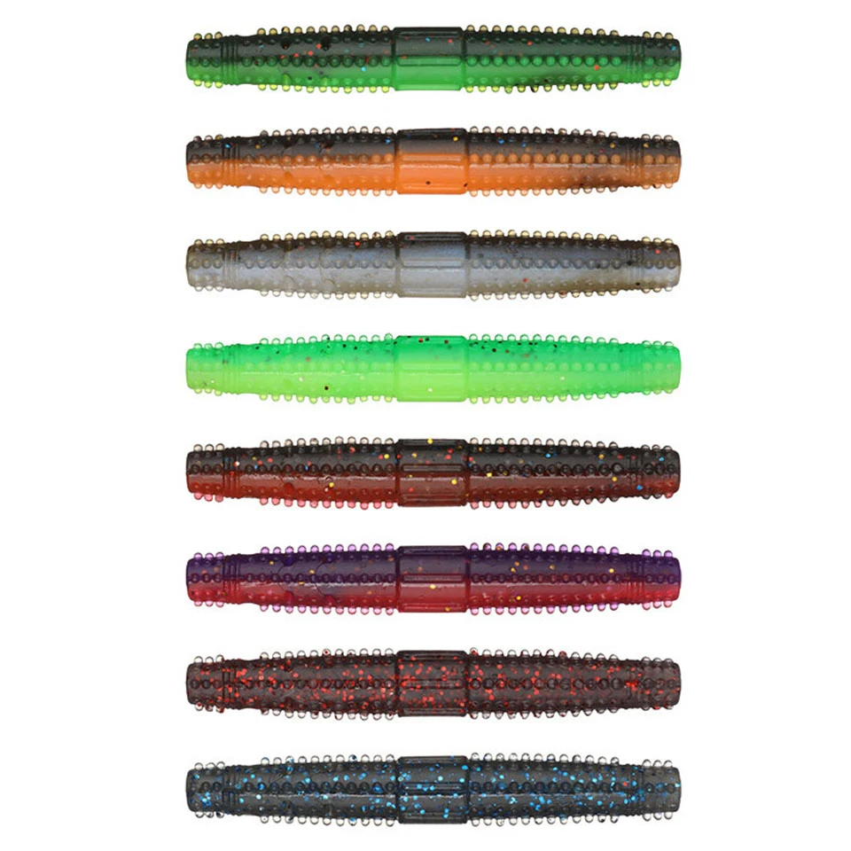 Loogdeel 8PCS 7cm/3.45g Tpr Ned Worm Fat Worm Finesse Rig Floating Swim Bait Stickbait Soft Fishing Lures Swimbait Bass Pike