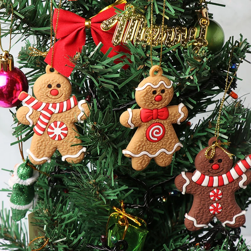 Gingerbread Man Ornaments 12Pcs For Christmas Tree Decorations Hanging Charms Figurine Holiday Pendant Decoration