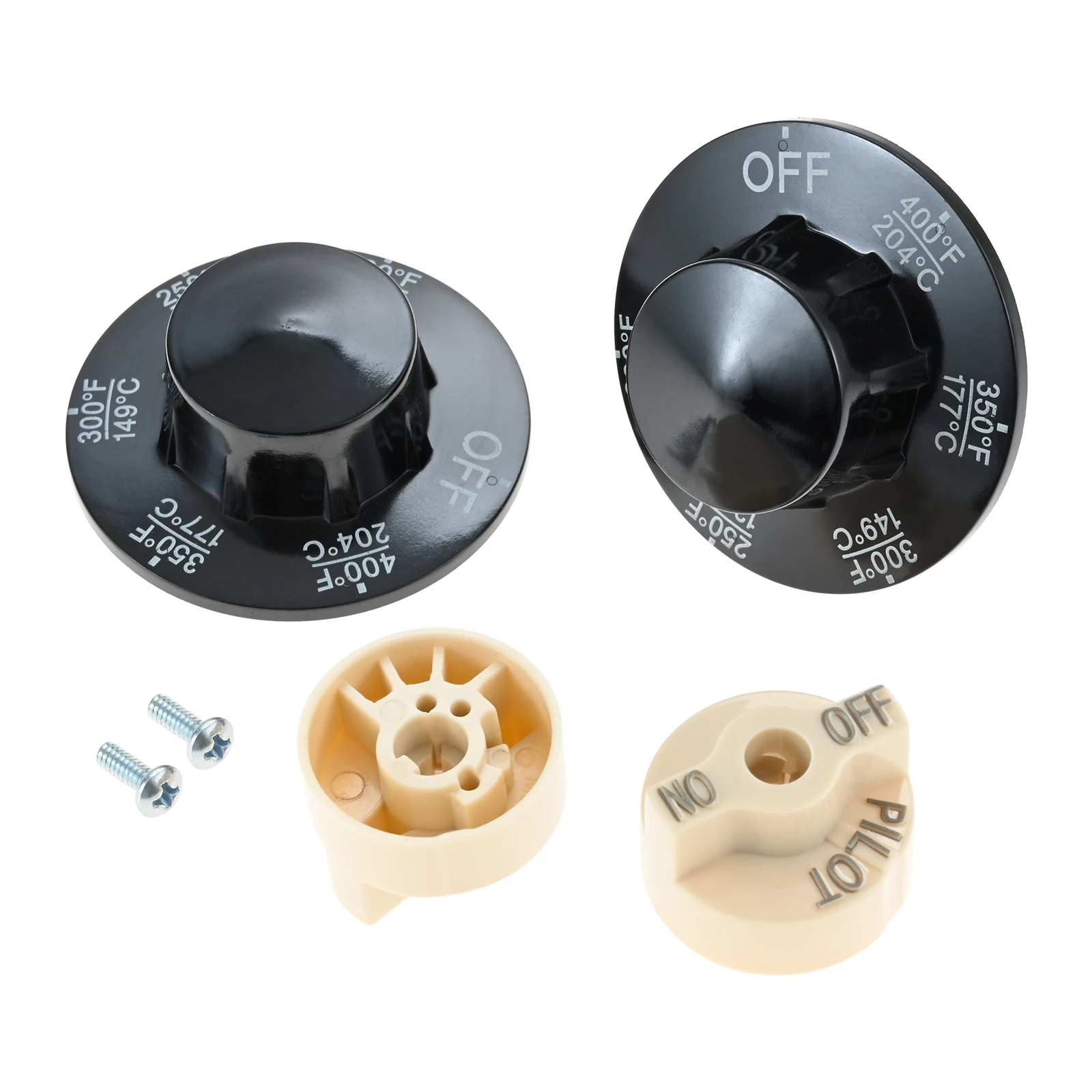 2 sets Control Valve Beige Pilot Dial Knob and 200-400&deg;F Thermostat Knob for Fryers Range Braising gas stove knobs