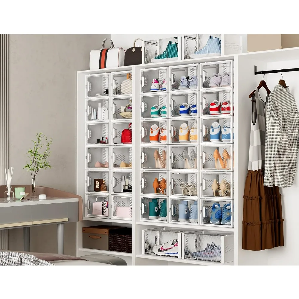 Large Stackable Shoe Organizer Storage Boxes