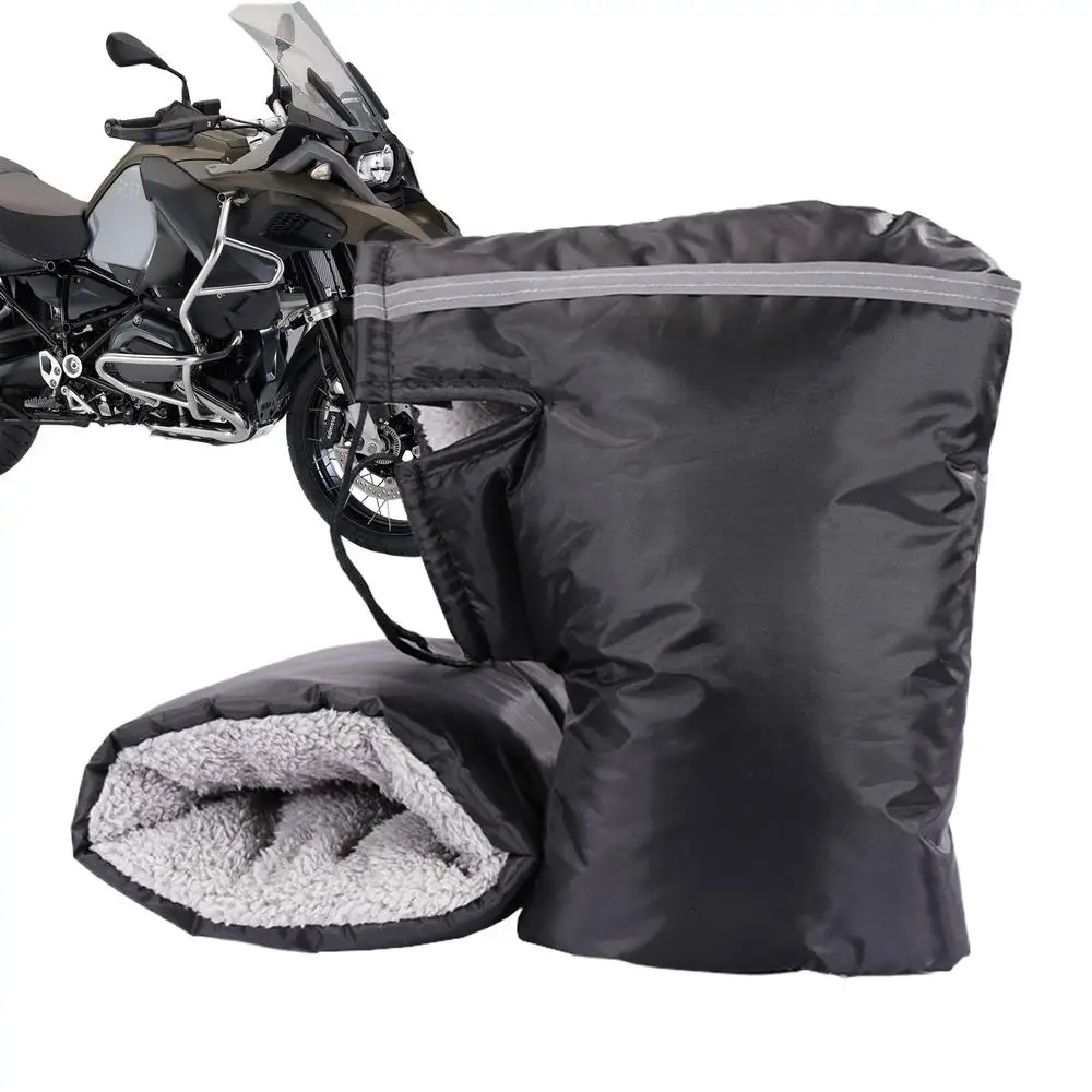 Motorcycle handlebar muffs black red windproof winter riding