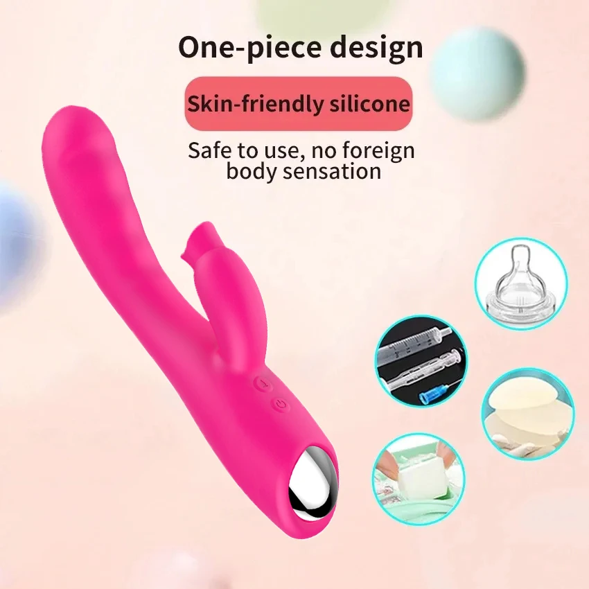 Vibromasseur pour femmes 2 en 1 léchage hine Clitoris stimulateur g-spot puissant Vibro gode baguette femelle Clitoris ventouse sexe adulte_voghion.com