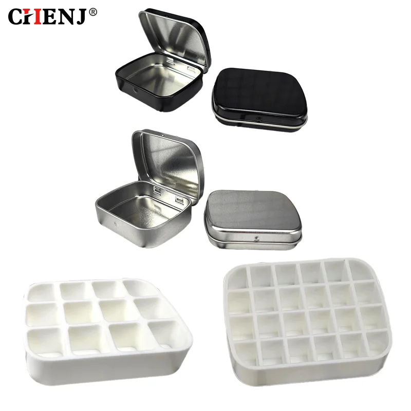 Portable Empty Watercolor Tin Box 12/24 Grids Mini Watercolor Paint Palette Travel Painting Paint Tray Art Supplies