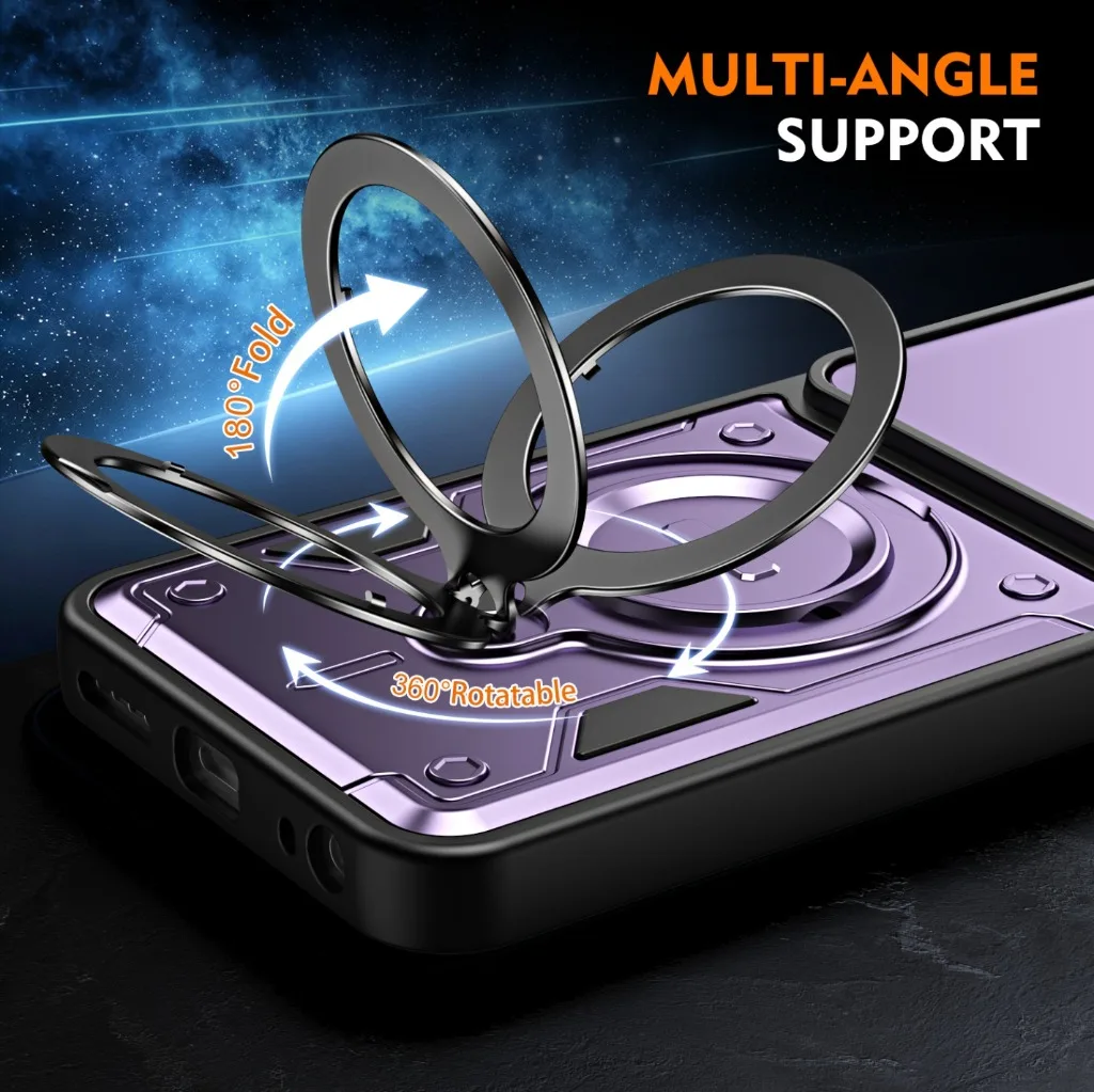 Enhanced Shockproof Phone Case with Slide Camera Cover and 360° Rotatable Ring Holder Kickstand