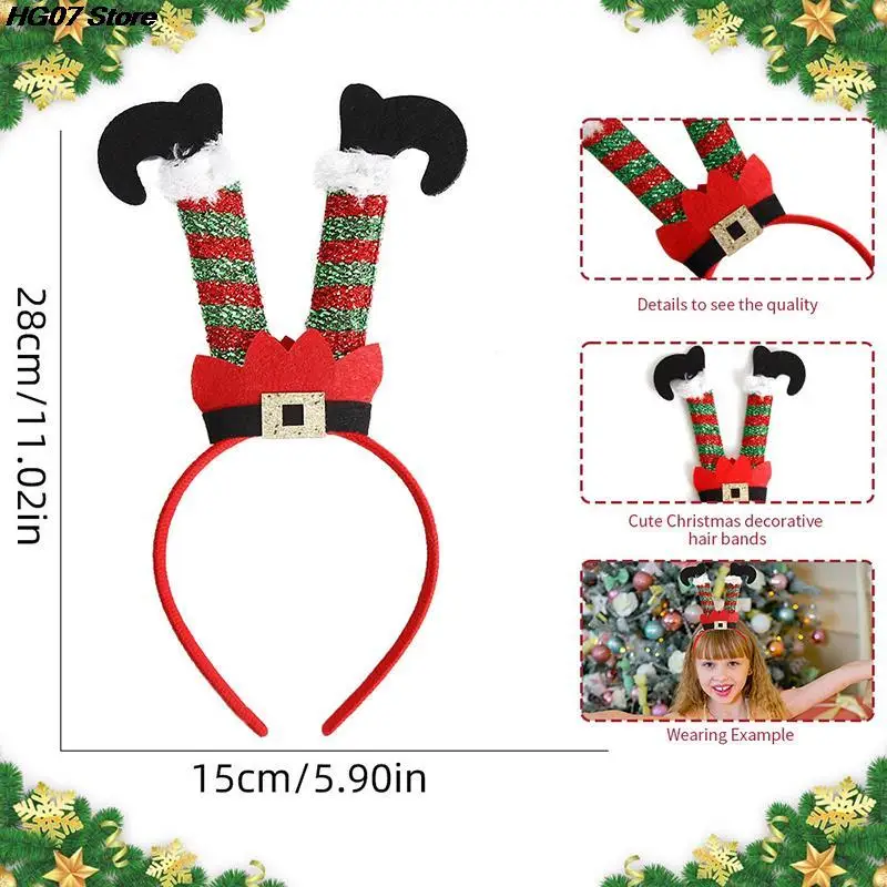 

1PC Cartoon Christmas Headbands Xmas Hat Santa Claus Leg Hairband Xmas Girl Favor Gifts Head Band Merry Christmas Decor