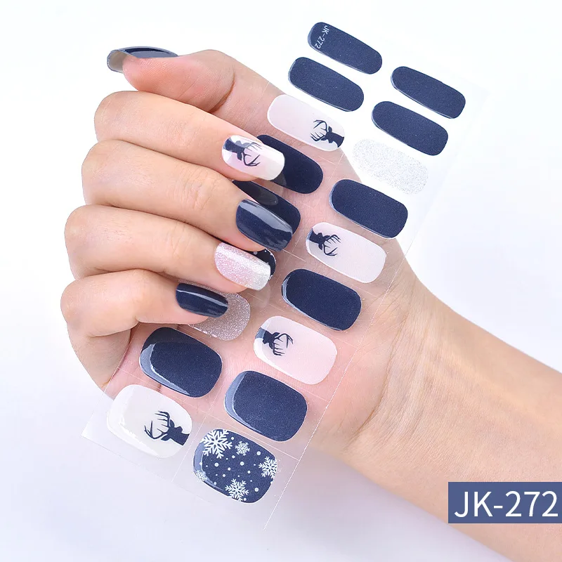 Halloween Design Nail Stickers Wholesale Full Cover Semi-cured UV Gel Nail Art Stickers Gel Nail Strips Press On Nail Decal 5