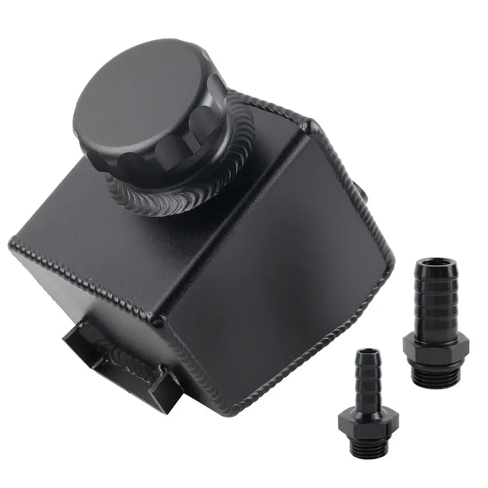 Sleek Silver Black Aluminum Power Steering Pump Fluid Reservoir Tank