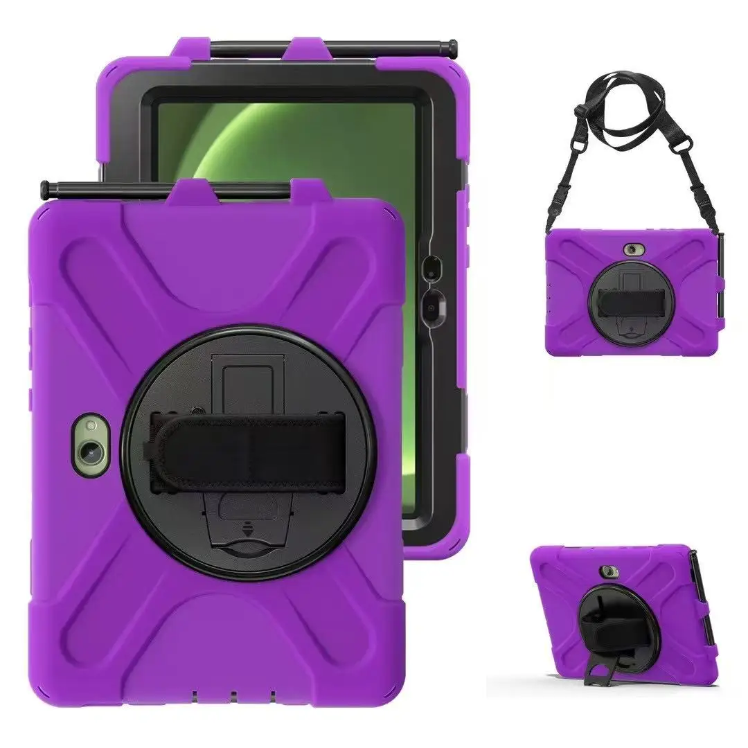 Enhanced Rugged Tablet Case with 360-Degree Rotating Stand and Silicone Shell