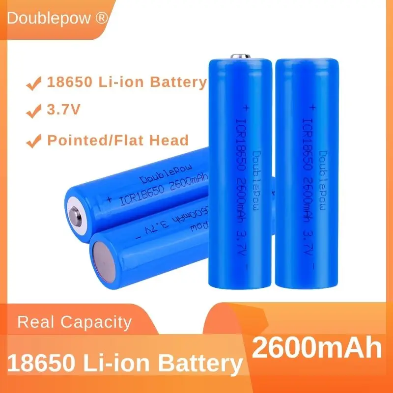 

DOUBLEPOW 2600mAh Li-ion Batteries 18650 3.7V Rechargeable 100% New Original Battery Pack for Flashlight Fan Mobile Power