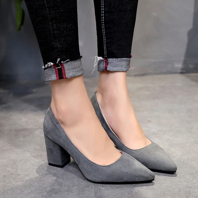 Sapato feminino autumn ladies work shoes cashmere round head casual shoes high heel low heel platform comfortable shoes  WSH3183 6