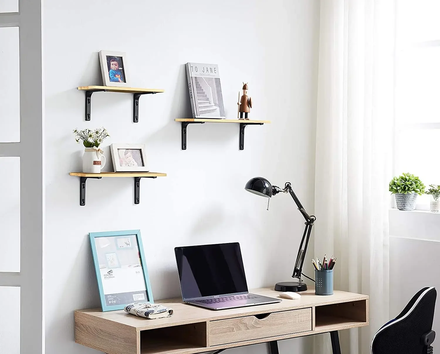 Floating Shelves Wall Mounted, Rustic Wood Wall Shelves Book Shelf Multipurpose Wall Storage Shelves Set